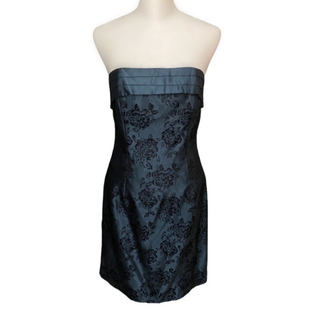 Vintage 90s Scott McClintock Strapless Iridescent Floral Print Dress size 6